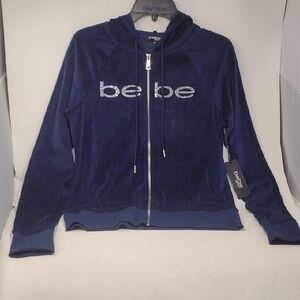 bebe Sport Women's Navy Blue Full Zip Hoodie Sweatshirt